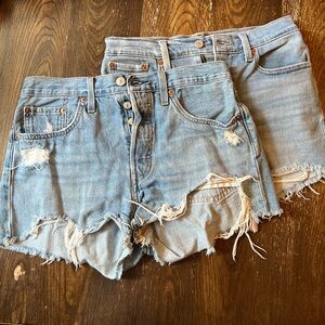 Levi's Light Blue Distressed Jean Shorts